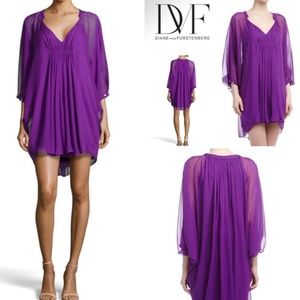 DVF Fleurette Purple Silk Dress